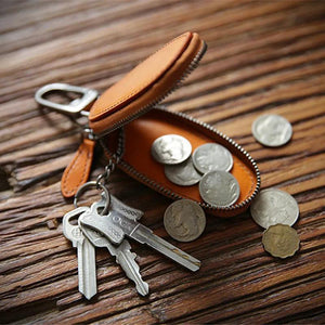 Cowhide Car Key Holder Pouch Bag Organizer Keychain Cover Male