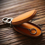 Cowhide Car Key Holder Pouch Bag Organizer Keychain Cover Male