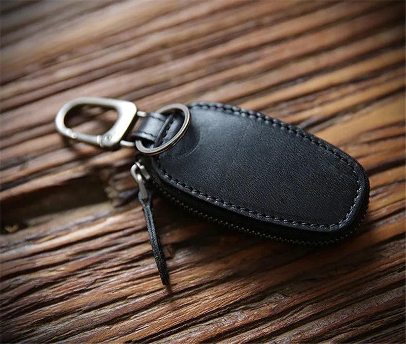 Cowhide Car Key Holder Pouch Bag Organizer Keychain Cover Male