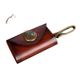 Vintage Leather Key Wallets Car Key Holder Natural Cowhide Keychain