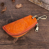 Vintage Leather Key Wallets Car Key Holder Natural Cowhide Keychain