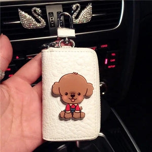 Cartoon Dog Key Bag Ladies Leather Key Pouch