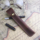 Leather Pencil Case Handmade Cowhide Pen Holder Bag Storage Container