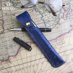 Leather Pencil Case Handmade Cowhide Pen Holder Bag Storage Container