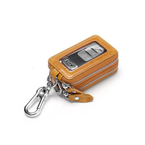 Real Leather Key Wallet Zipper Car Key Case Unisex Holder Organizer