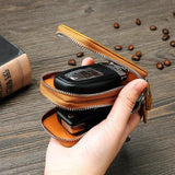 Real Leather Key Wallet Zipper Car Key Case Unisex Holder Organizer