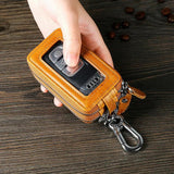 Real Leather Key Wallet Zipper Car Key Case Unisex Holder Organizer