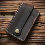 Vintage Leather Key Wallet for Men Cowhide Small Key Bag Case Holder