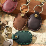 Real Leather Smart Manual Car Key Pouch Bag Case Wallet Holder Chain