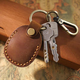Real Leather Smart Manual Car Key Pouch Bag Case Wallet Holder Chain