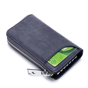 Vintage Oil Wax Leather Car Key Wallet with Zipper Organizer