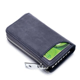 Vintage Oil Wax Leather Car Key Wallet with Zipper Organizer