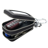 Goatskin Woven Car Key Purse Leather Key Holder Zippered Key Wallet