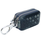 Goatskin Woven Car Key Purse Leather Key Holder Zippered Key Wallet