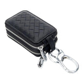 Goatskin Woven Car Key Purse Leather Key Holder Zippered Key Wallet