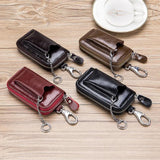 Leather Keychain Case Box Key Organizer For Men Car Keys Ring Clip