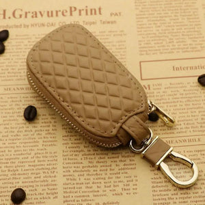 Leather Car Key Case Holder Zipper Pouch Keyring Wallet Key Pouch