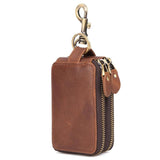 Unisex Car Key Bag Crazy Horse Cowhide Key Holder Leather Covers Hook