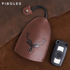 Embossed Elk Key Holder Bag Leather Smart Key Housekeeper