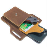 Vintage Men's Leather Mobile Phone Fanny Pack Waist Bag