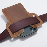 Vintage Men's Leather Mobile Phone Fanny Pack Waist Bag