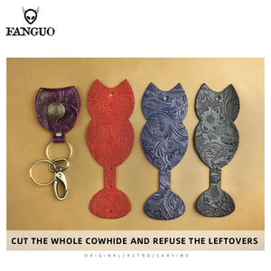 Vintage Men's Leather Key Organizer Bag Keychain Holder Chain