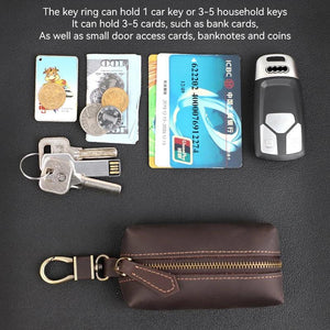 Crazy Horse Leather Key Soft Bag Smart Key Holder Key Wallet Men