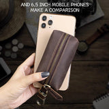 Crazy Horse Leather Key Soft Bag Smart Key Holder Key Wallet Men