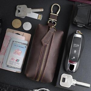 Crazy Horse Leather Key Soft Bag Smart Key Holder Key Wallet Men