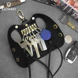 Men's Leather Key Wallet Car Smart Key Holder Housekeeper Key Case Pouch