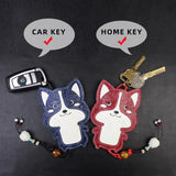 Embossed Leather Key Pouch Cowhide Car Key Case Keychain