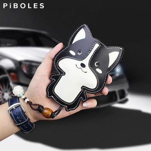 Embossed Leather Key Pouch Cowhide Car Key Case Keychain