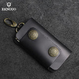 Leather Keychain Solid Key Wallet Hasp Casual Keys Holder