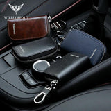 Men's Leather Car Key Bag Zipper Layer Waist Key Bag