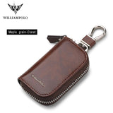 Men's Leather Car Key Bag Zipper Layer Waist Key Bag