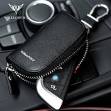 Men's Leather Car Key Bag Zipper Layer Waist Key Bag