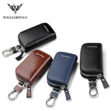 Men's Leather Car Key Bag Zipper Layer Waist Key Bag