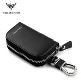 Men's Leather Car Key Bag Zipper Layer Waist Key Bag