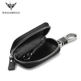Men's Leather Car Key Bag Zipper Layer Waist Key Bag
