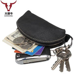 Leather Key Covers Vintage Zipper Key Case Unisex Key Holder