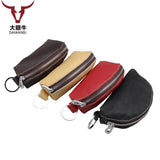 Leather Key Covers Vintage Zipper Key Case Unisex Key Holder