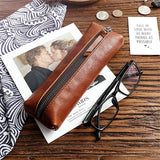 Leather Cowhide Fountain Pencil Bag Pen Cases Cover Sleeve Pouch
