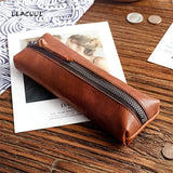 Leather Cowhide Fountain Pencil Bag Pen Cases Cover Sleeve Pouch