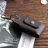 Men's Leather Car Key Wallet Holder Vintage Crazy Horse Cowhide Small Organizer
