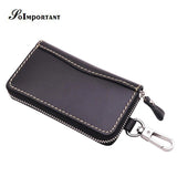 Vintage Leather Men Key Wallets Male Keychain Covers Zipper Key Case Bag