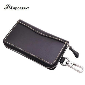 Vintage Leather Men Key Wallets Male Keychain Covers Zipper Key Case Bag