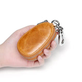Leather Key Holders for Men Wallet Keys Double Zipper Big Capacity