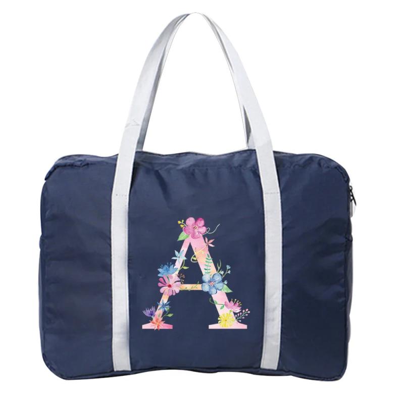 Foldable Travel Bag Pink Letter Print Unisex Large Bag Luggage Women Men