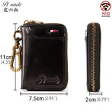 Leather Key Case Men Car Key Holder Zipper Male Man Housekeeper