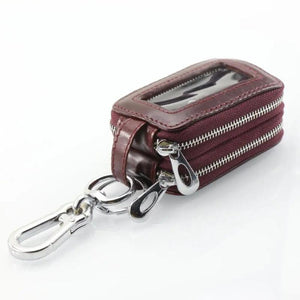 Oil Wax Cowhide Keys Holder Large Capacity Double Layer Men Car Key Case